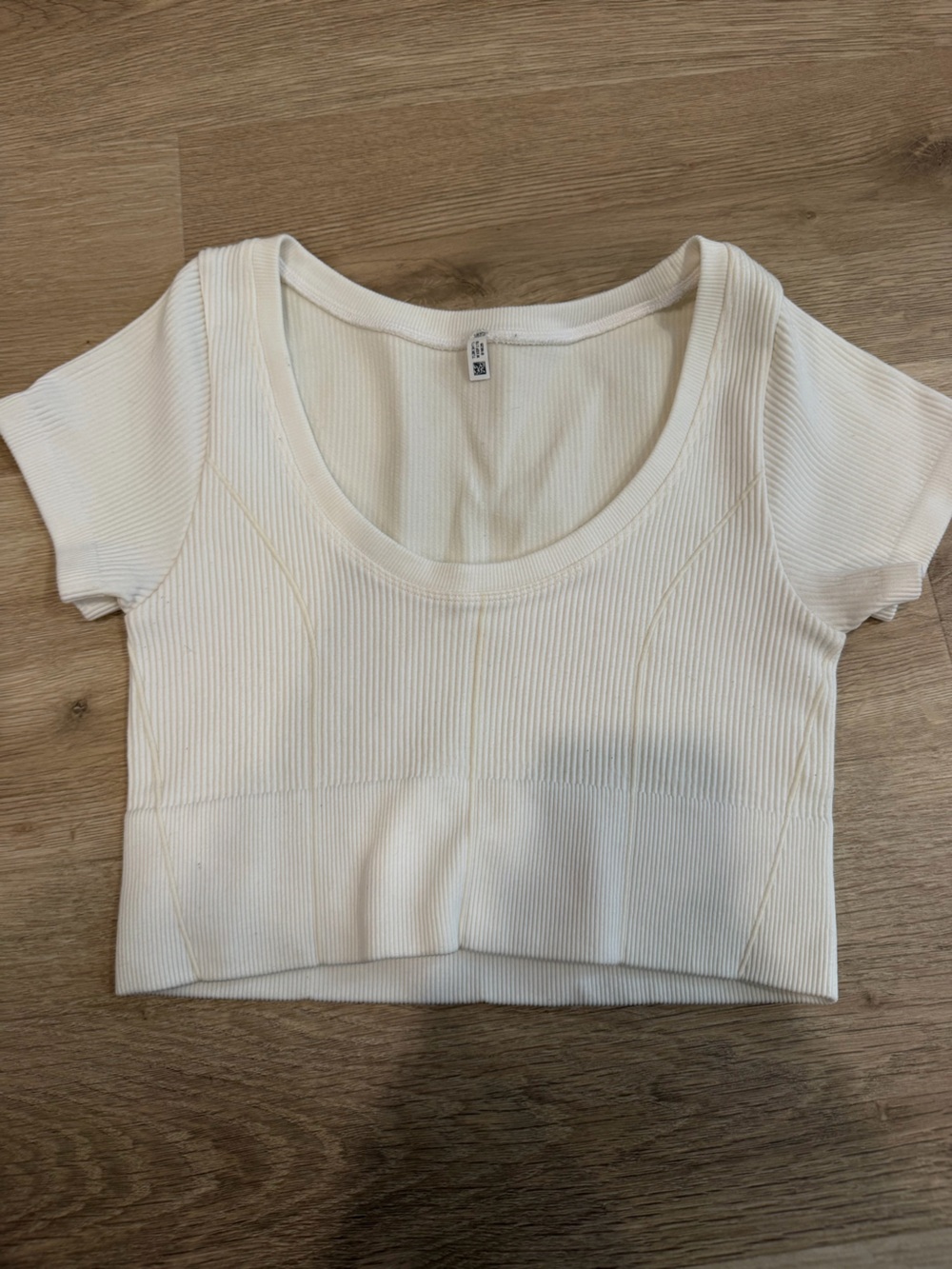 aerie Ribbed Scoop Neck Short Sleeve Top - Cream
